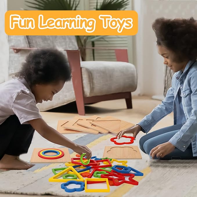 10 Colorful Geometrical Shape Wooden Puzzle Toy