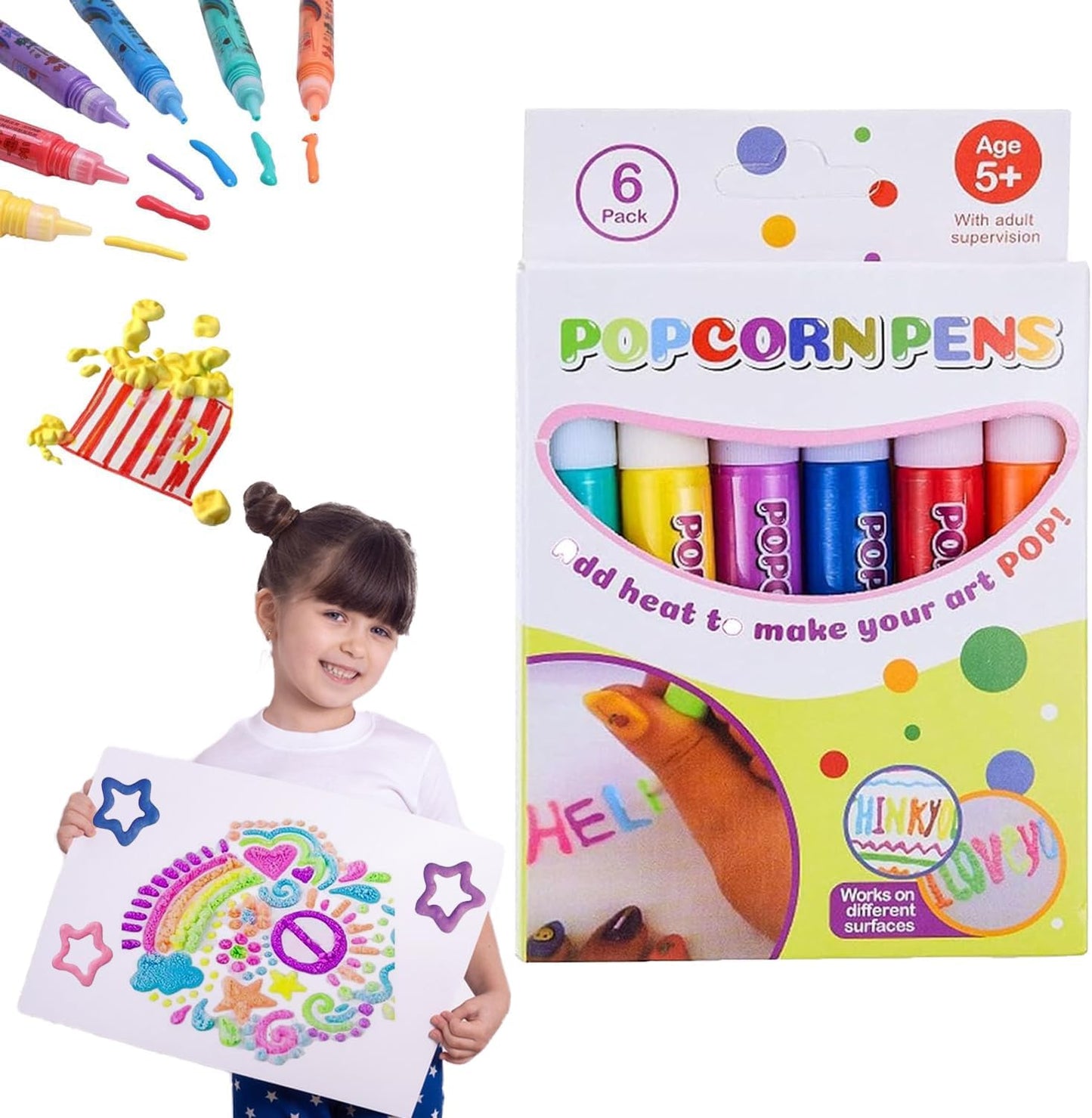 Magic 3D Popcorn Pens DIY Puffy Bubble Drawing Pens Kit MAS KIDZ