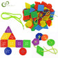 Button Lacing Toy HC-073 Geometric Shape Threading activities Maskidz