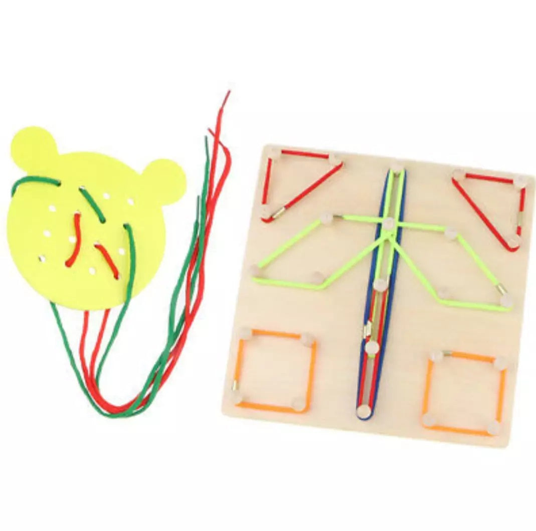 Wooden Geo Box Geoboard Lacing activity XHN-0017