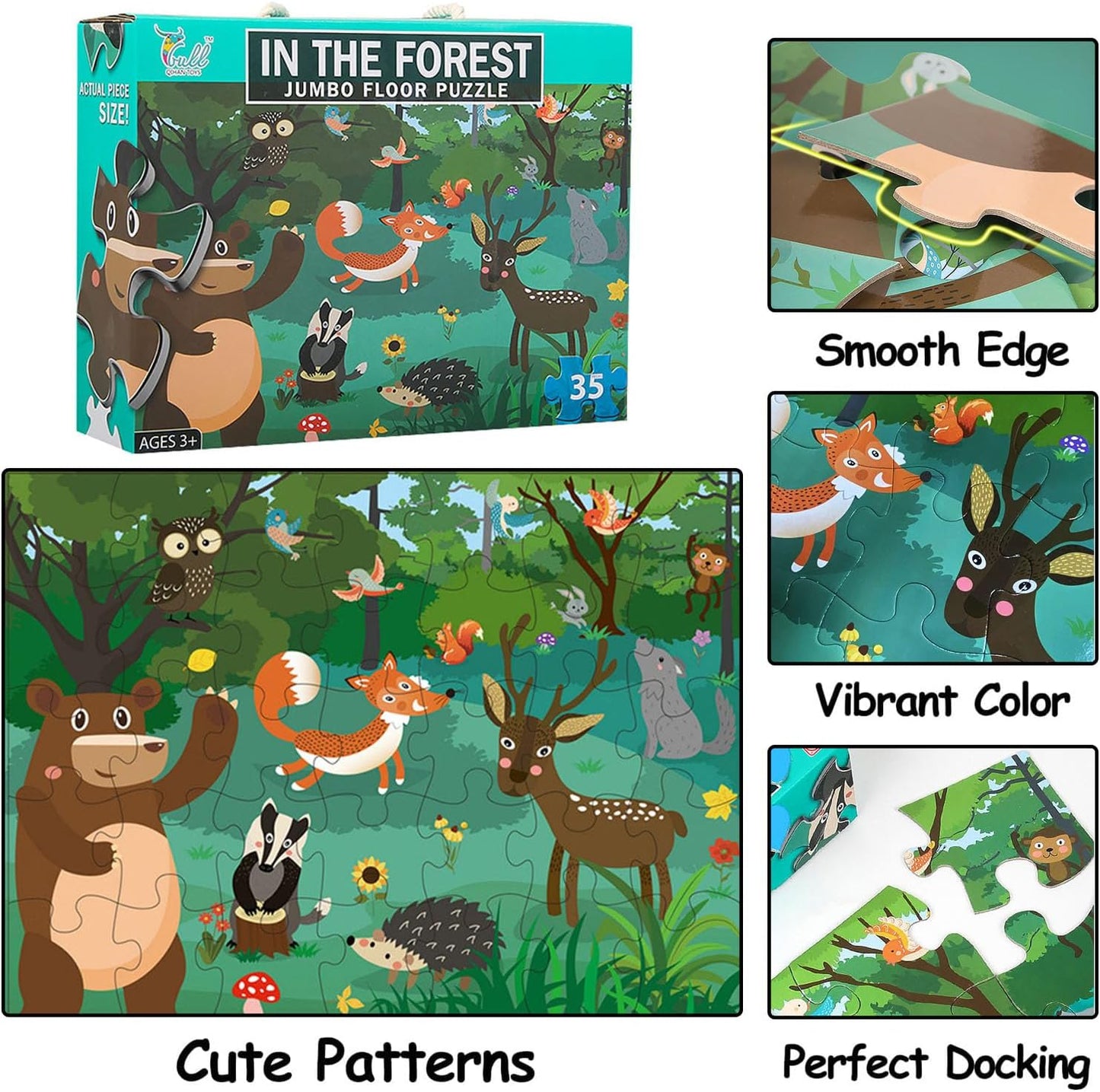 35 Pcs In The Forest Jumbo Floor Puzzle for Kids (Ages 3+) | Educational Large Jigsaw Animal Puzzle Toy for Toddlers MAS KIDZ