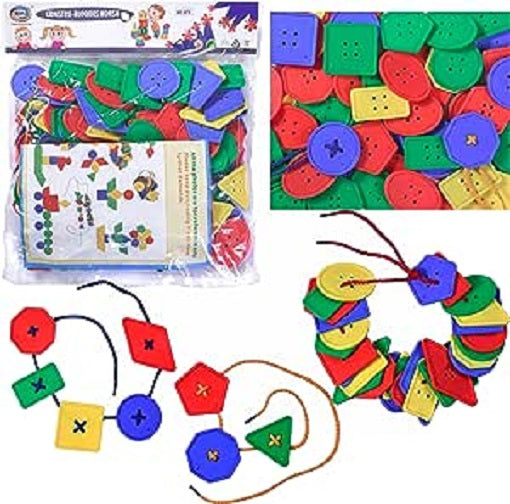 Button Lacing Toy HC-073 Geometric Shape Threading activities Maskidz