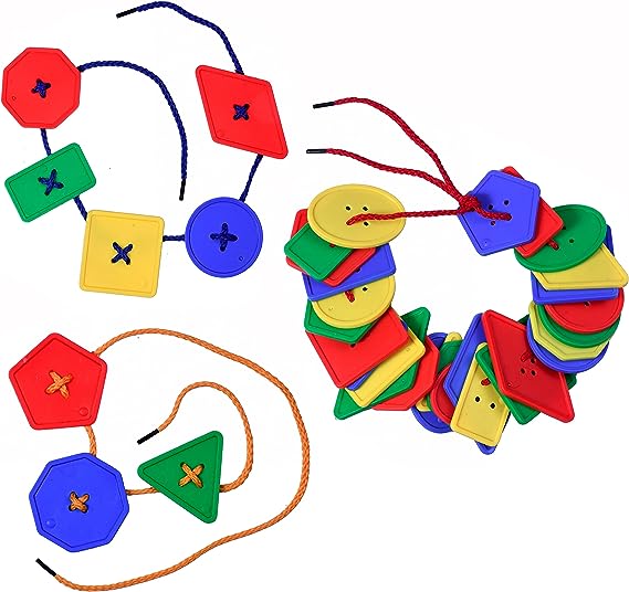 Button Lacing Toy HC-073 Geometric Shape Threading activities Maskidz