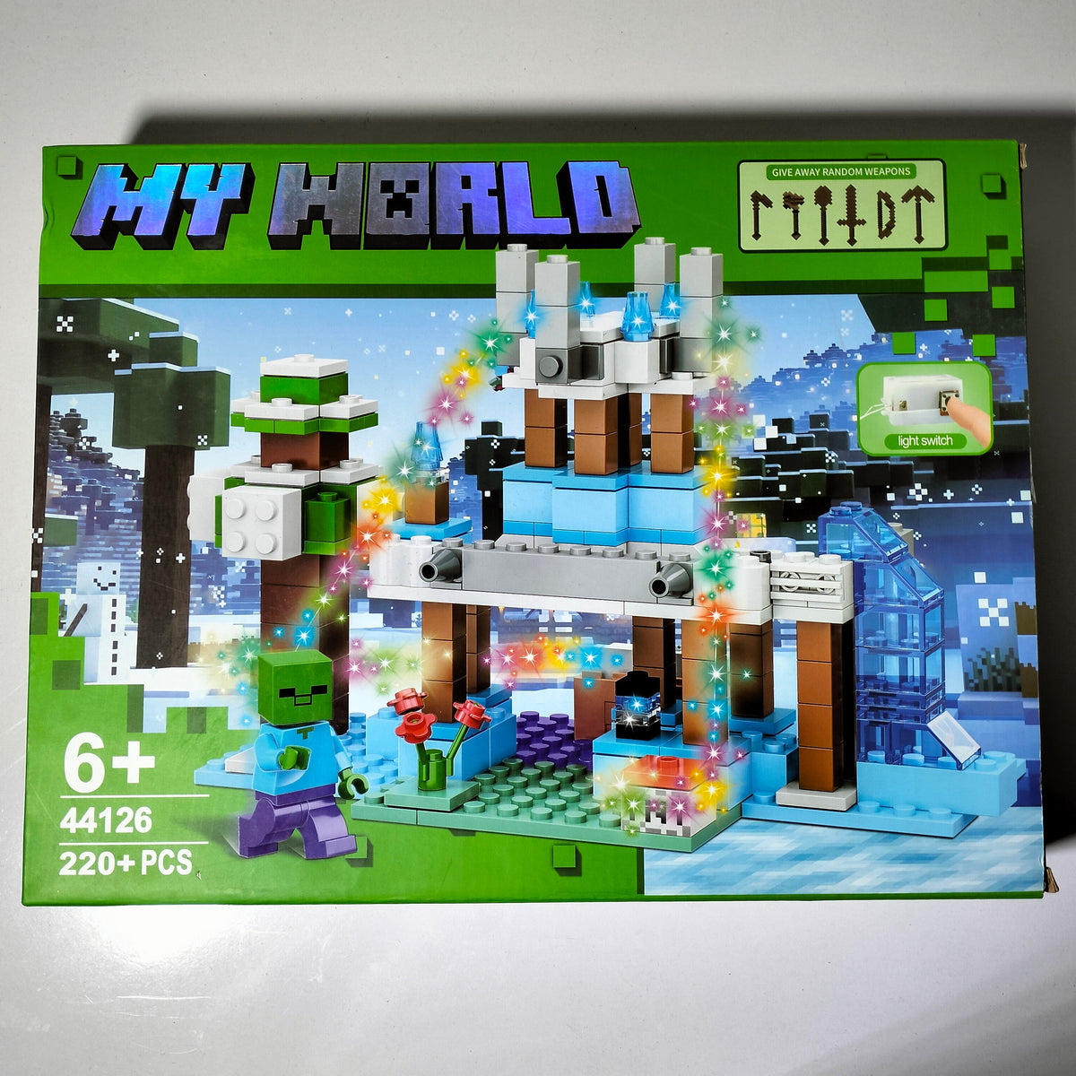 44126 My World Minecraft 220 pieces Minecraft-Inspired Light-Up Building Blocks Set| Winter Castle Construction Toy for Kids