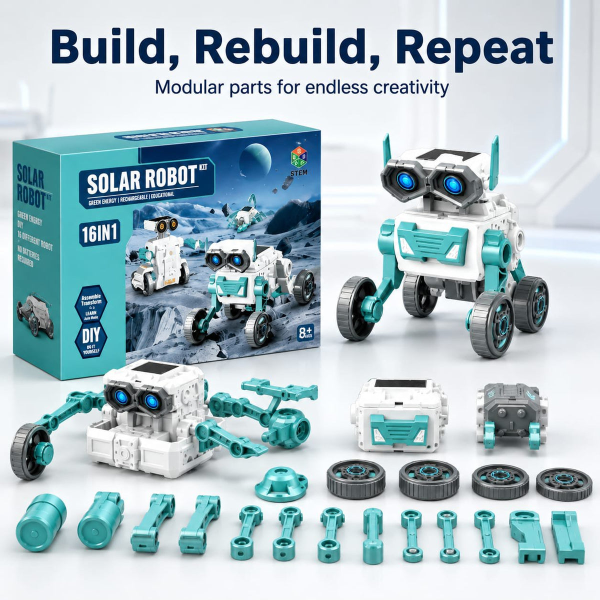 16-in-1 Solar Robot Kit No 713– DIY STEM Educational Building Toy for Kids 8+