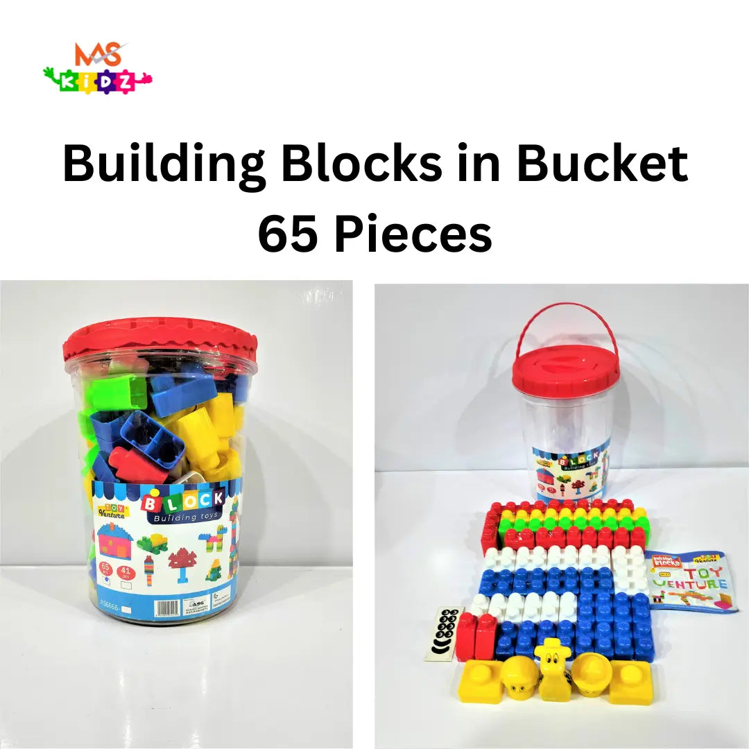 Block Craft Bucket Building Blocks In a Bucket 65 Pieces – MAS KIDZ