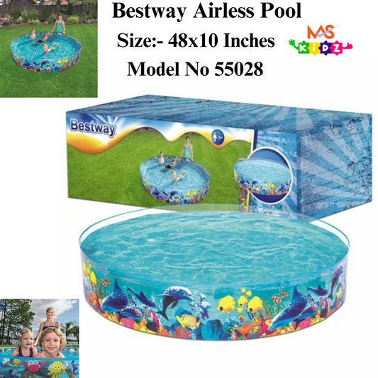 Bestway Inflatable Pool 48" x H10" 1.22m x H25cm 55028 Airless Swimming Pool Fill 'N Fun Sparking Sea Pool MAS KIDZ