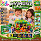Minecraft-inspired MY WORLD 302 pcs building blocks set with colorful LED lights and magnetic figures for kids 6+ – MAS KIDZ