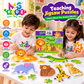 Kids playing with 34-piece animal jigsaw puzzle featuring lion, crocodile, elephant, giraffe, bear and tiger