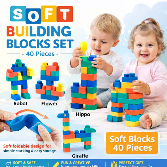Soft Blocks SQN-12 40 Pieces Building Blocks Rubber Blocks MAS KIDZ
