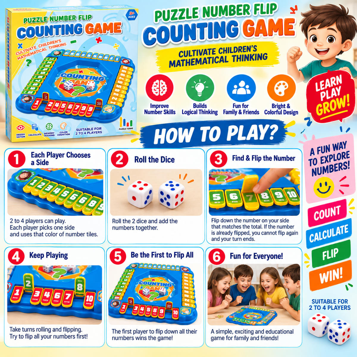 Counting Game 2025H1 Puzzle Number Flip Board Game