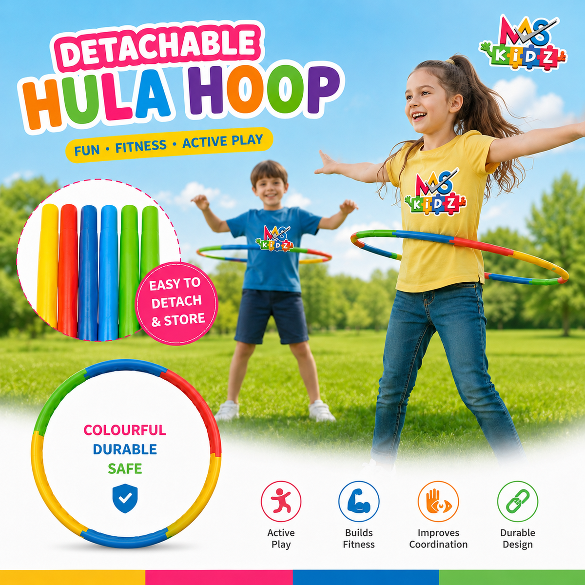 Detachable Hula Hoop for Kids 7 Pieces MAS KIDZ