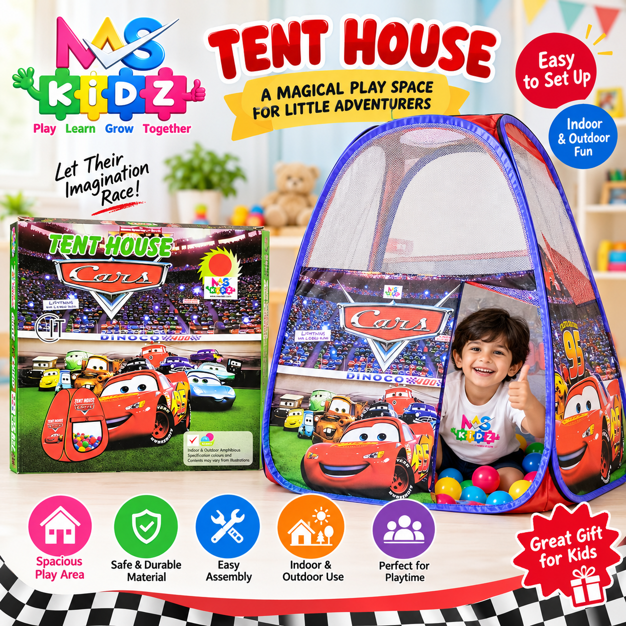 Lightning McQueen Disney Cars tent house pop up play tent for kids