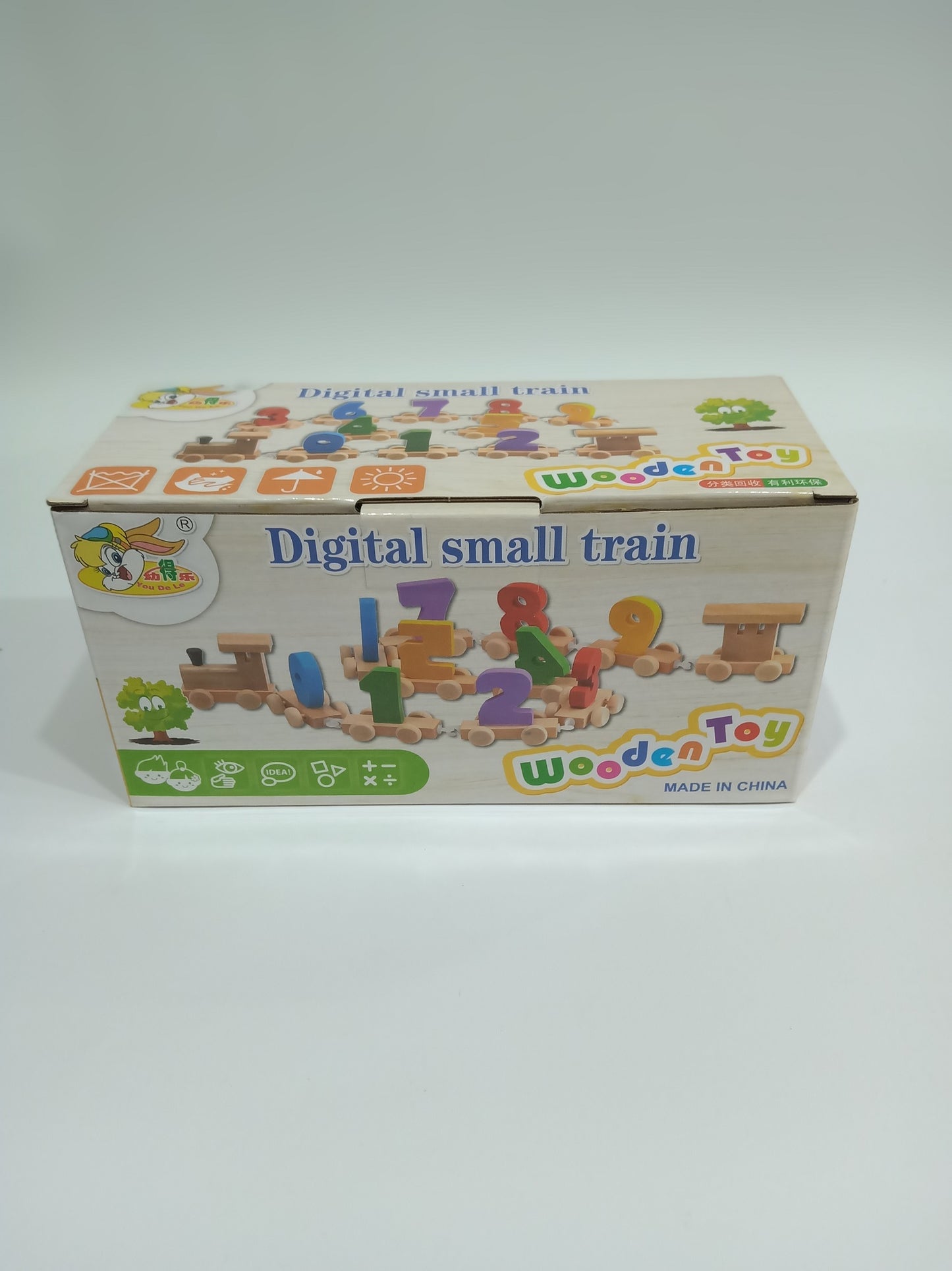 Digital Small Wooden Train for Children Toddlers 0-9 Number Figures Railway Wood Kids Educational Toys Gift