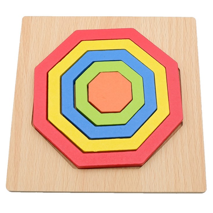 10 Colorful Geometrical Shape Wooden Puzzle Toy