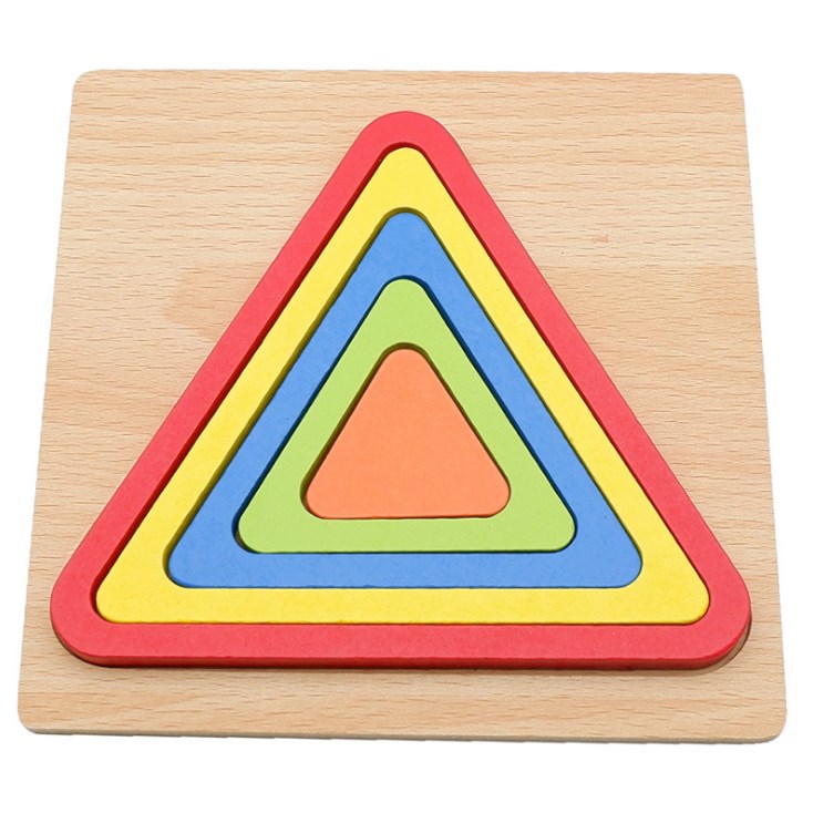 10 Colorful Geometrical Shape Wooden Puzzle Toy