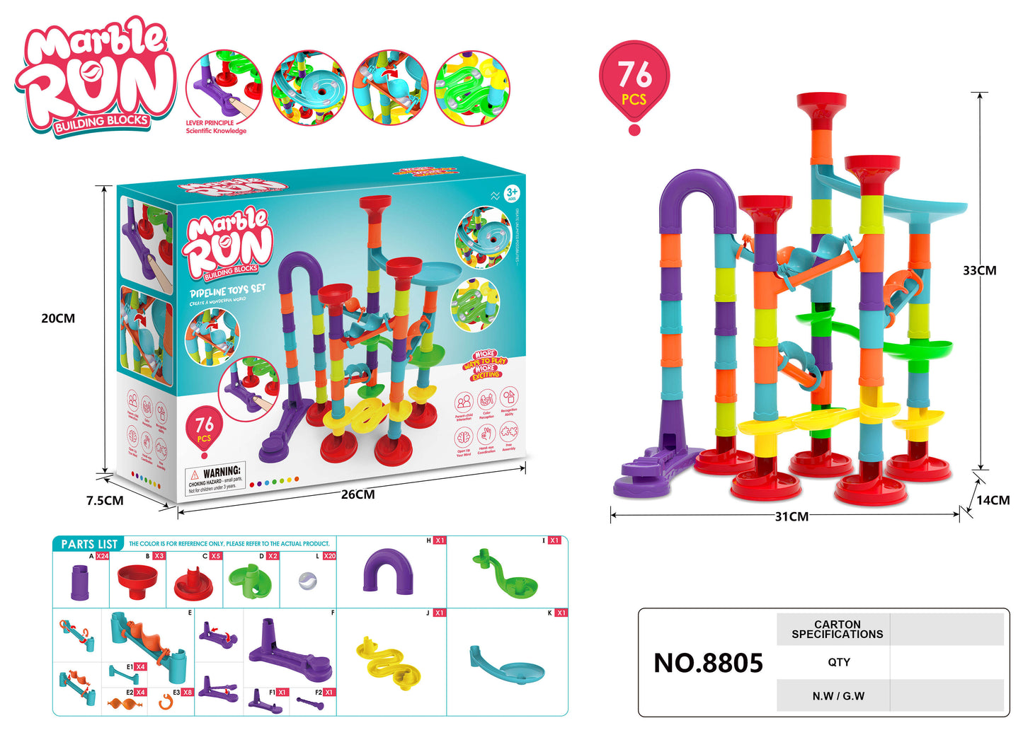 Marble Run 76pcs 8805 MAS KIDZ