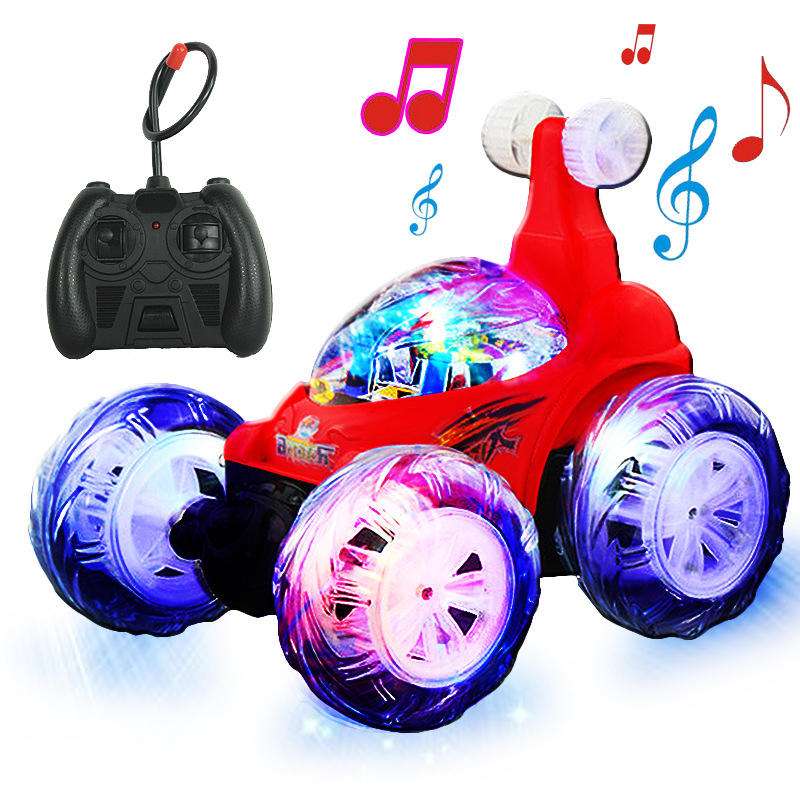 Remote Control Stunt Car 360° Rotating LED Light & Music Rechargeable RC Car for Kids