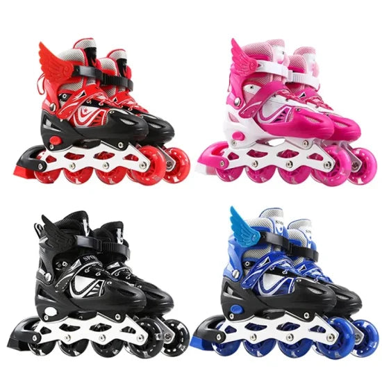 Adjustable Inline Roller Skates – Includes 6-Piece Safety Gear Set