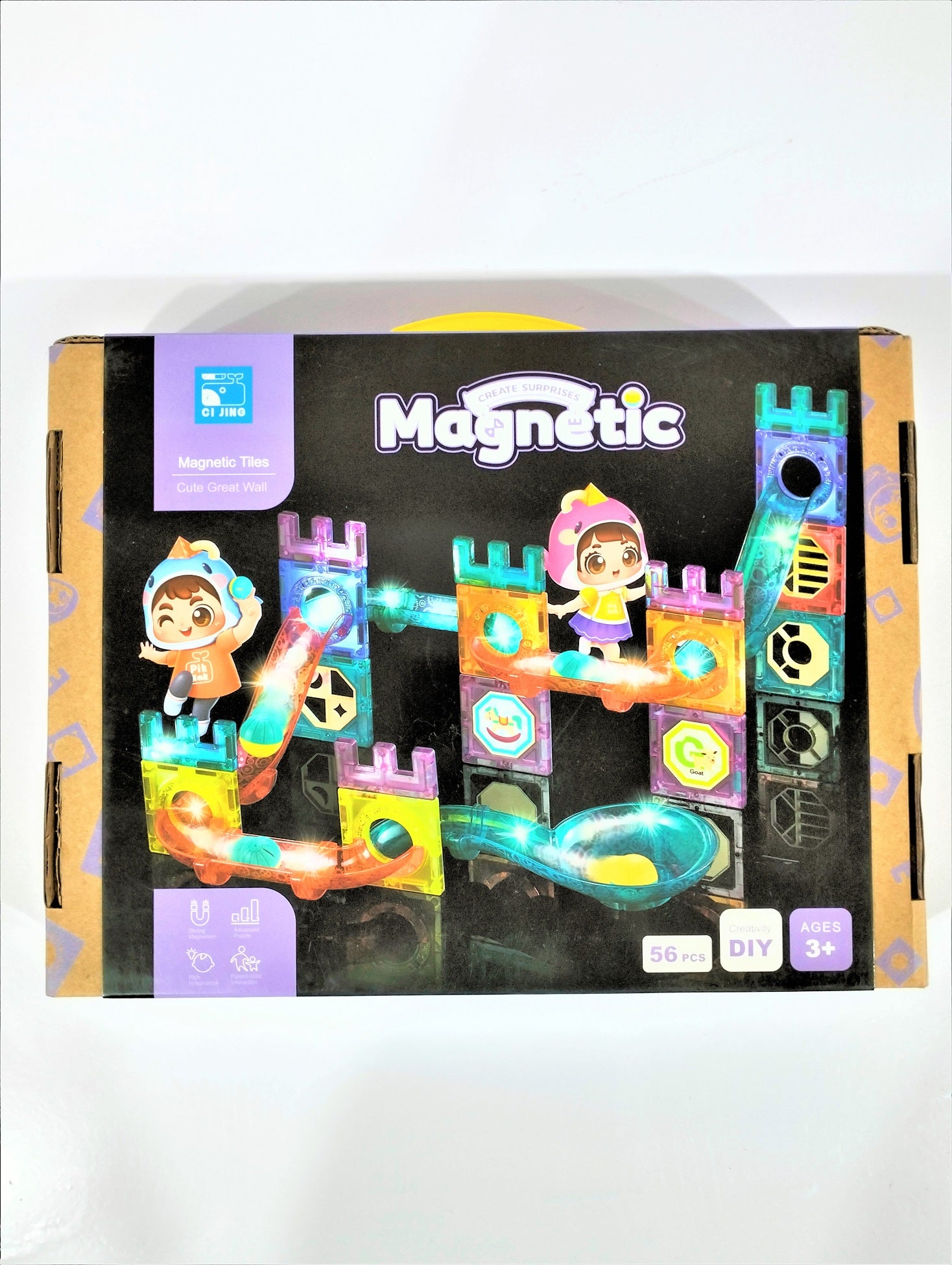 Magnetic Tile 56 Pieces Create Surprises MAS KIDZ