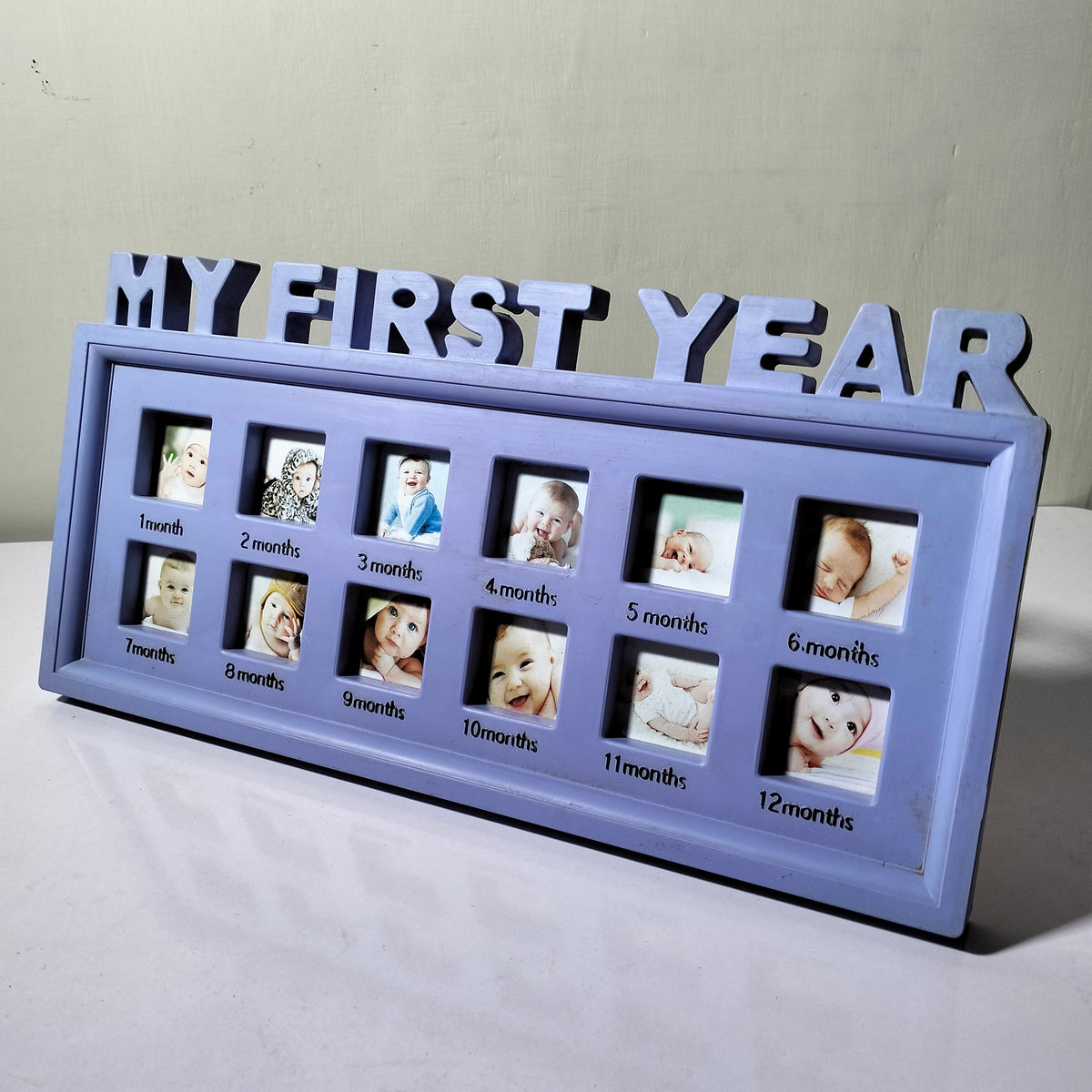 My First Year Baby Photo Frame – Capture Every Precious Milestone – Blue Pink Purple