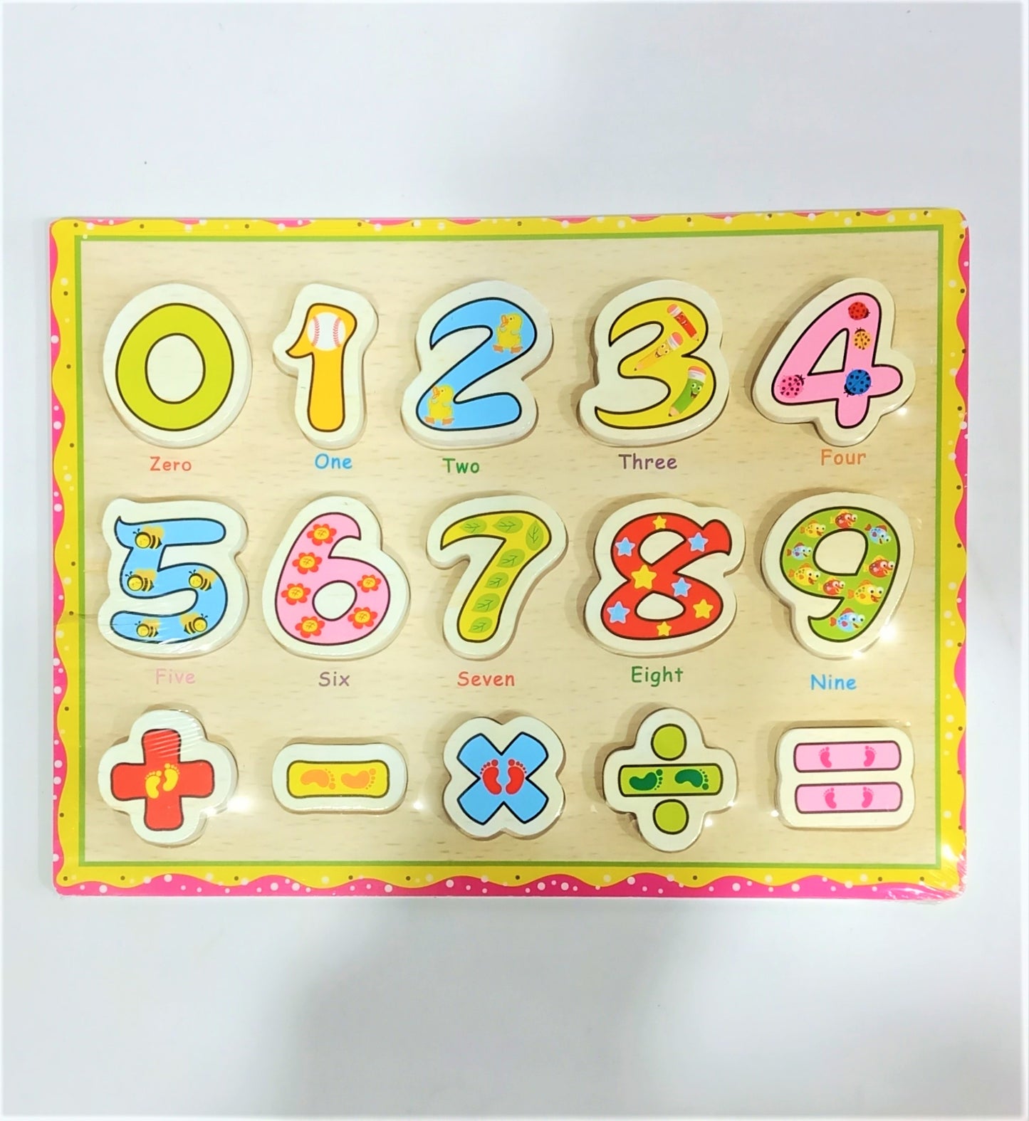 Wooden 3D Number Puzzle 0-9 +- etc