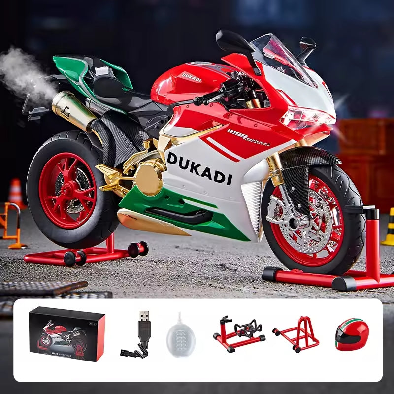 Ducati 1199 Panigale R Alloy Motorcycle Diecast Model Bootable Sprayable With Sound Light Toy MAS KIDZ