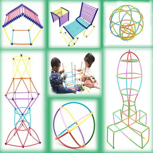 Building straw puzzle for kids