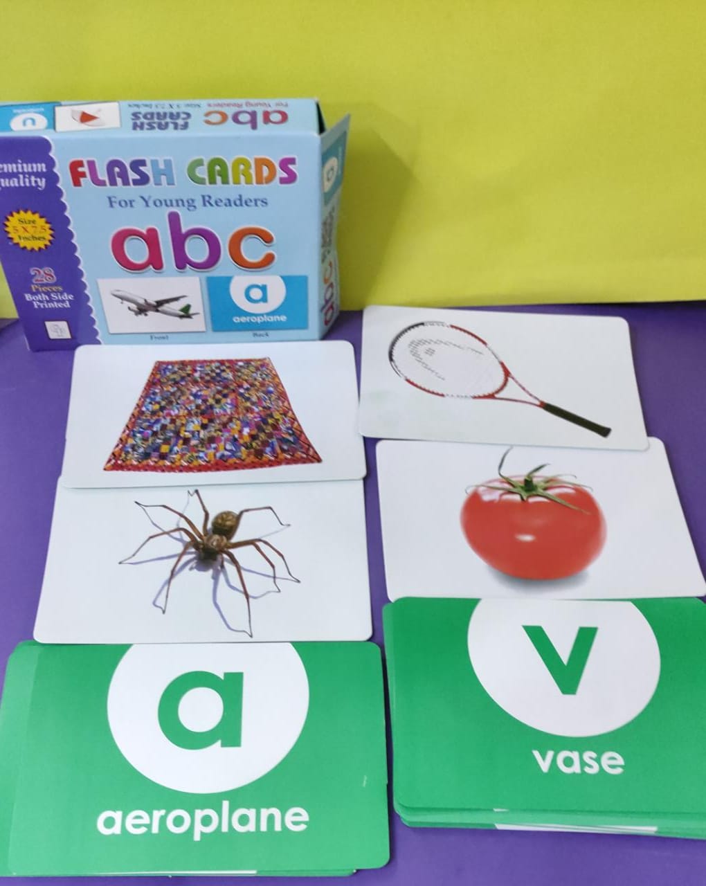 Premium Flash Cards for Young Readers 12 different flash card ABC, abc, 123, alif bai pai, Fruits, Vegetables, Animals, Shapes and Colors, Action, Occupations, Opposites, Transport (24-40 Cards Each) PACK OF 12 FLASH CARD AVAILABLE IN DISCOUNTED PRICE