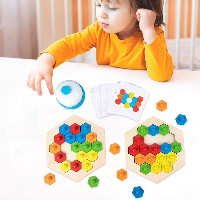 Wooden Honeycomb Shape Puzzles 2 Players Challenge Game