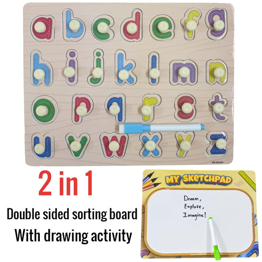 Wooden nobe abc small letter local KB-82402 with white board holding hand grasp