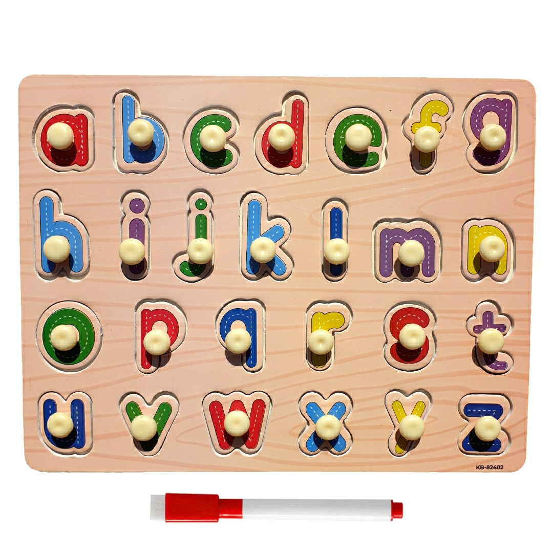 Wooden nobe abc small letter local KB-82402 with white board holding hand grasp