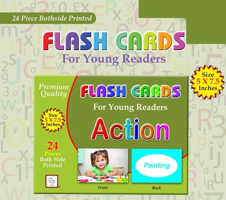 Premium Flash Cards for Young Readers 12 different flash card ABC, abc, 123, alif bai pai, Fruits, Vegetables, Animals, Shapes and Colors, Action, Occupations, Opposites, Transport (24-40 Cards Each) PACK OF 12 FLASH CARD AVAILABLE IN DISCOUNTED PRICE