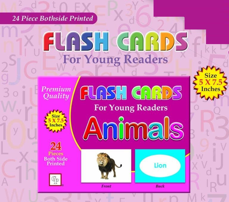 Premium Flash Cards for Young Readers 12 different flash card ABC, abc, 123, alif bai pai, Fruits, Vegetables, Animals, Shapes and Colors, Action, Occupations, Opposites, Transport (24-40 Cards Each) PACK OF 12 FLASH CARD AVAILABLE IN DISCOUNTED PRICE