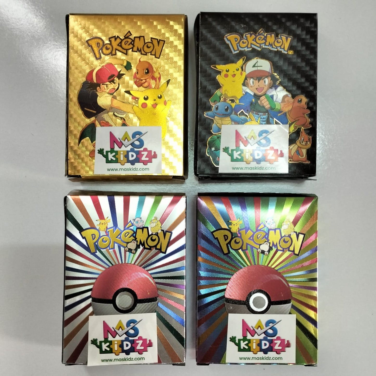 Pokémon Cards 55 Pcs (Gold, Silver, Black & Rainbow Foil Edition) Waterproof Flexible Plastic MAS KIDZ