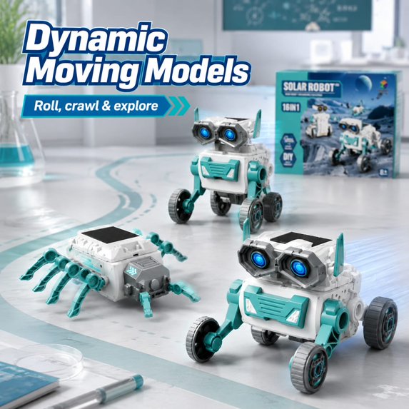 16-in-1 Solar Robot Kit No 713– DIY STEM Educational Building Toy for Kids 8+