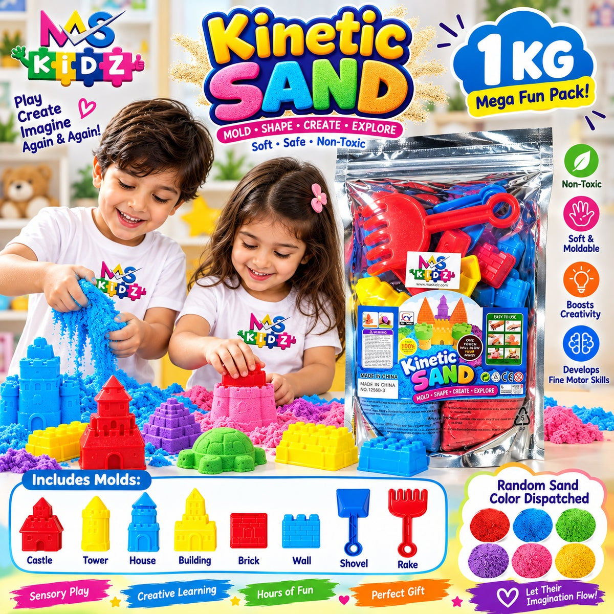 Kinetic sand with molds for kids 1 kg Pakisan
