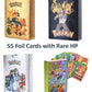 Pokémon Cards 55 Pcs (Gold, Silver, Black & Rainbow Foil Edition) Waterproof Flexible Plastic MAS KIDZ