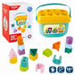 Baby shape sorter bucket toy with 16 educational blocks