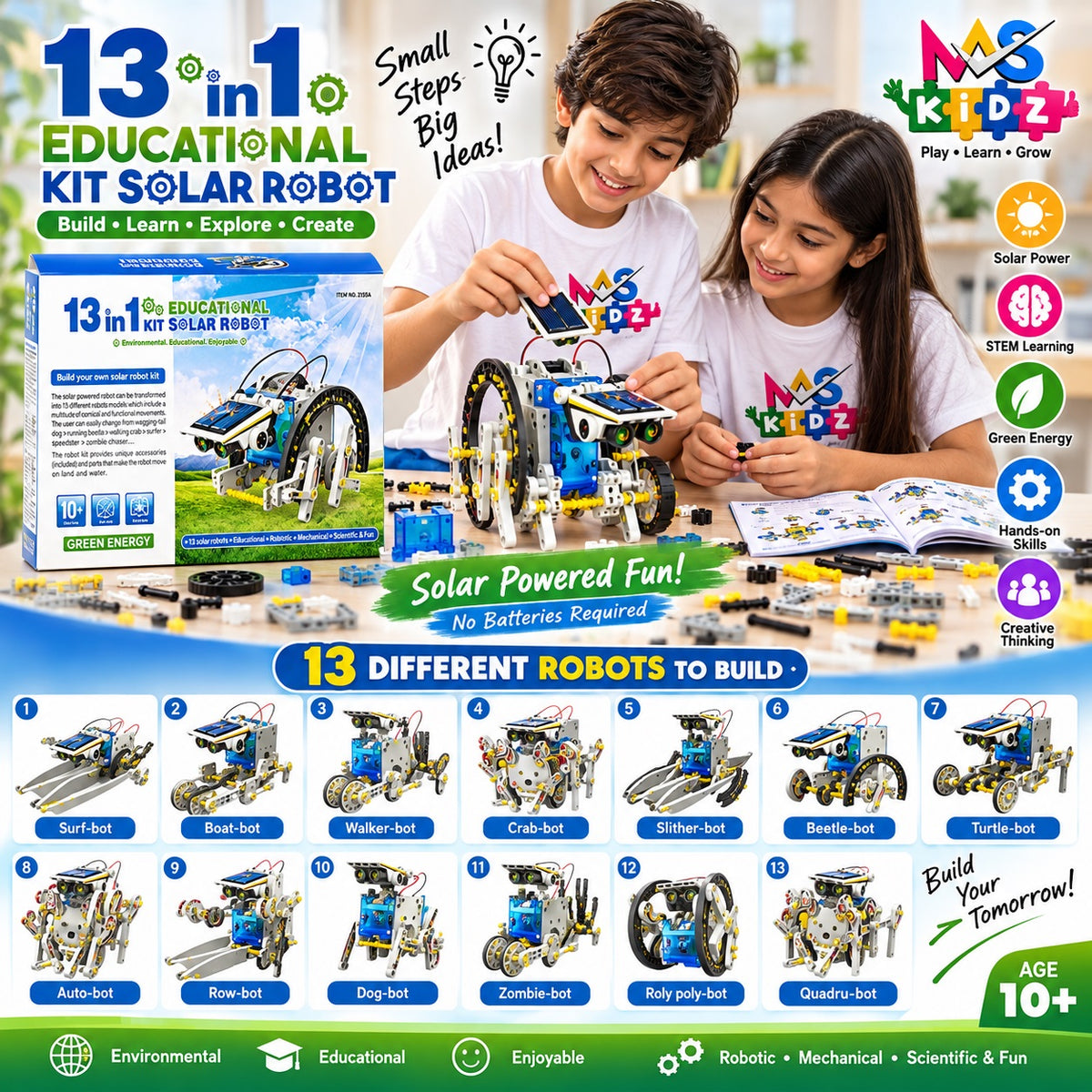 13 in 1 educational solar robot kit for kids age 10 plus with 13 robot models 2115A