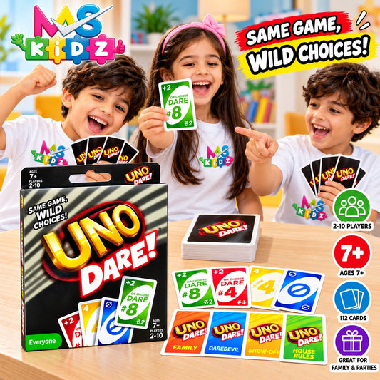 UNO Dare card game for kids and family with colorful dare cards