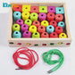 Shape Building Blocks Available rope connection wooden lacing toy DN-401