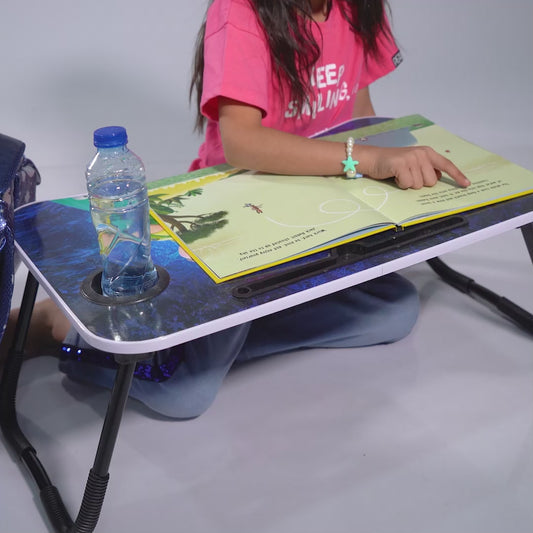 Wooden Folding Study Table / Laptop Table for Kids - 4 Designs (Spider-Man, Frozen, Princess, Cars)