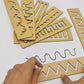 Montessori Wooden Stencil Board for Kids Zig Zag Wavy Straight Lines Tracing Stencil Set