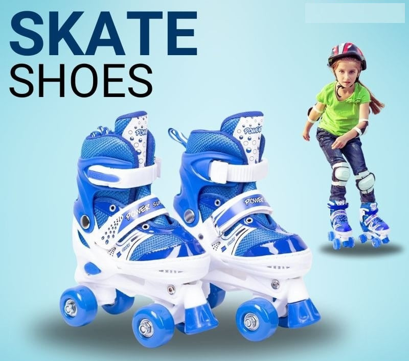 Quad Roller Skates 2 Rows 4 Wheels  Without Safety Gears Sakting Shoes