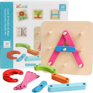 A Hundred Change Collage Geometric Column Set Digital Number Alphabet Letter Shape math Animal Wooden Puzzle Game Educational Toys Kids