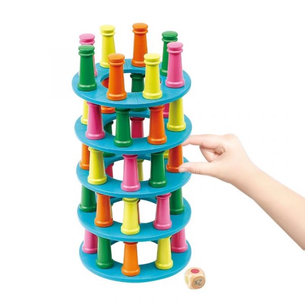 Wooden Toys Tower Collapse Parent game Wooden Stacked high building Blocks With Flying Chess For Children Early Education Gift