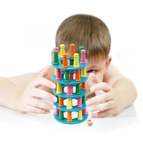 Wooden Toys Tower Collapse Parent game Wooden Stacked high building Blocks With Flying Chess For Children Early Education Gift