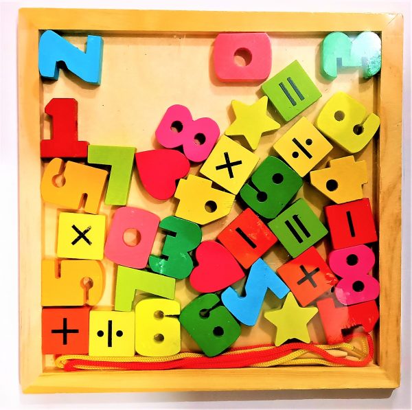Colorful Wooden Threading Number, Vegetable, Animal and Fruit Beads String Lacing Puzzle for Kids Early Learning Educational Toy