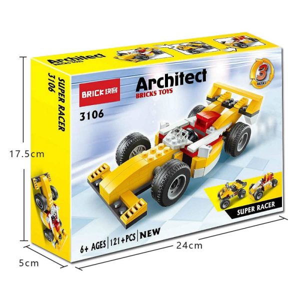 Architect Bricks Toys Lego Super Racer 3 Model in 1 code no 3106